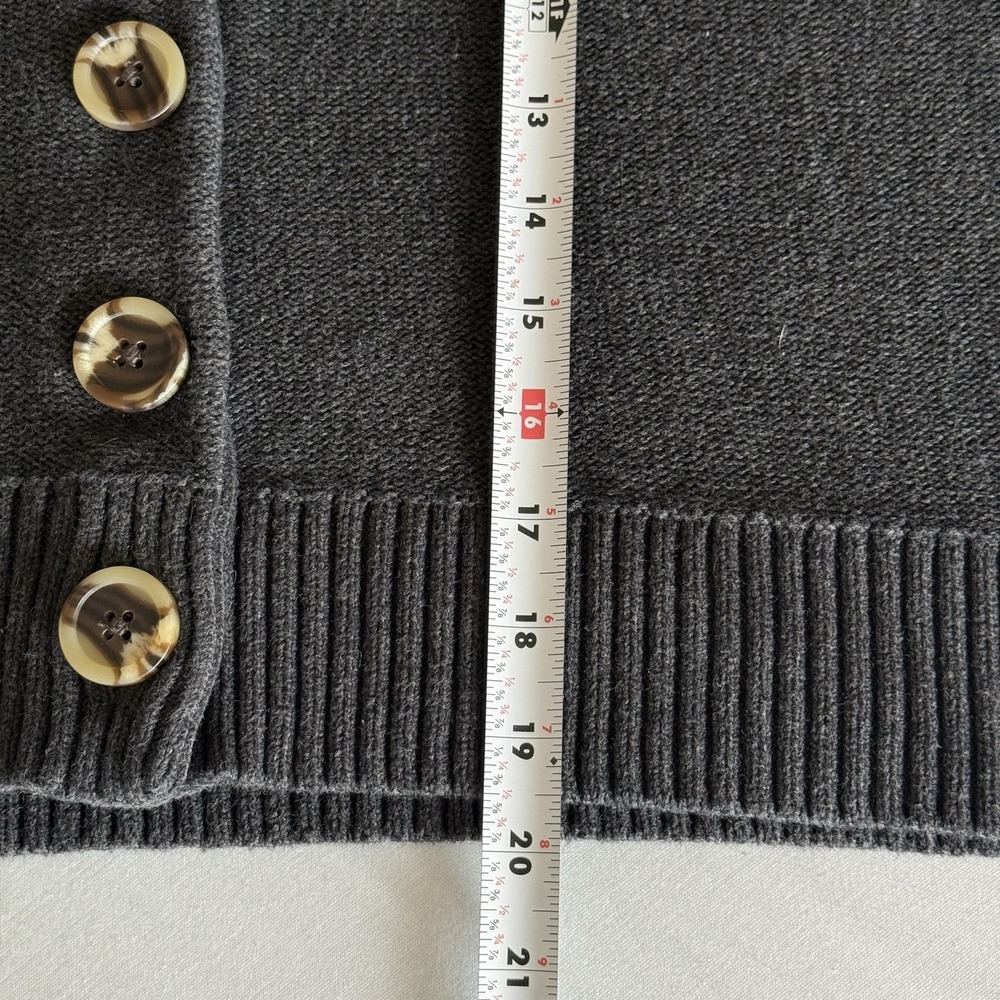 Quince Women 100% Organic Cotton Fisherman Boxy Cropped Cardigan Size M Gray - Picture 11 of 12